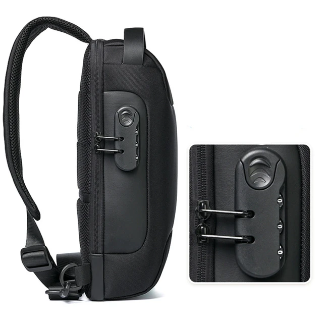 Bolso cruzado con Usb para hombre, bandolera antirrobo, impermeable, Oxford, multifunción, corto, de viaje
