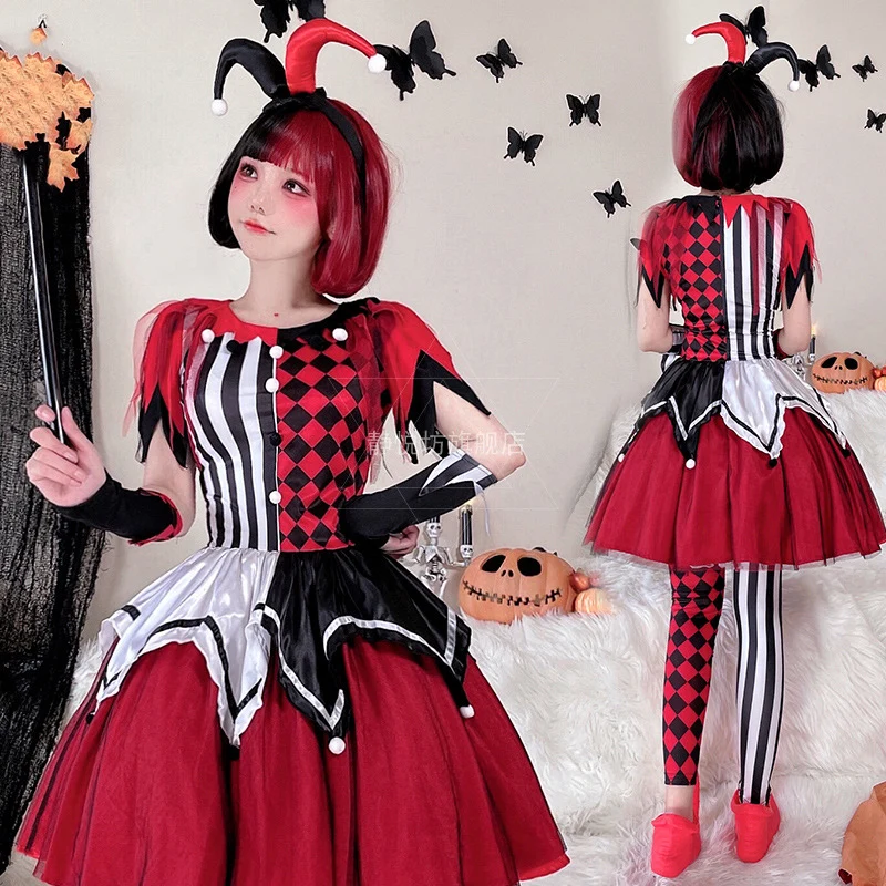 Halloween Costume for Women Clown Cosplay Anime Circus Soul Breaking Clown Dress Disfraz Vestidos Stage Performance