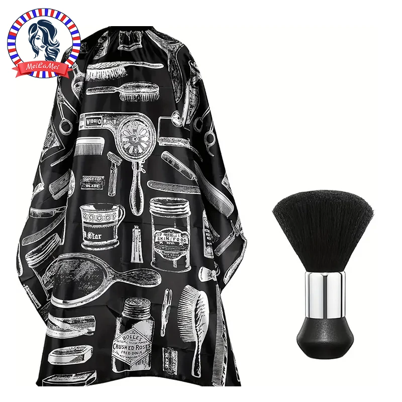 Barber Salon Cape Set Hair Cutting Cape Neck Duster Brush Hairdressing Apron For Barbers Hairdresser