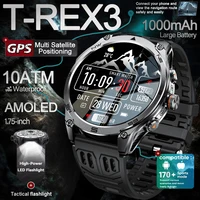2025 New Military Smart Watch 1000Mah Battery GPS Compass 10ATM Waterproof Tactics Sport Flashlight BT call Smart Watch For Men