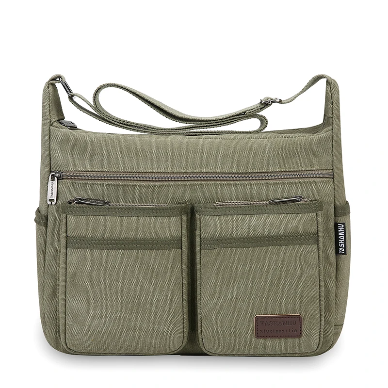 Nötr iş amaçlı gündelik çapraz askılı çanta - ayarlanabilir omuz askıları, çoklu fermuarlı bölmeler, dayanıklı siyah polyester astar