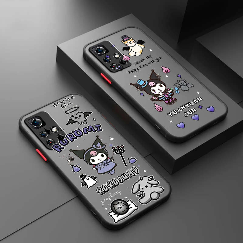 

Kuromi Cartoon Sanrio Art Frosted Translucent For Redmi 7A 7 8 8A 9A 9C 9AT 9 9T 10X 10A 10C 10 11A A1 K40 5G Back Phone Case