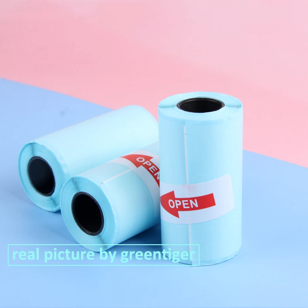 Thermal Paper White Colorful Adhesive Sticker Label Paper Print 6 Rolls For Pocket Thermal Printer and Kids Instant Camera
