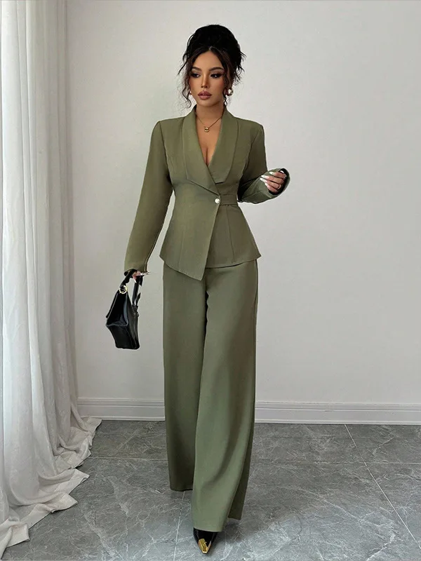 Ensemble pantalon large femme style business chic raffiné