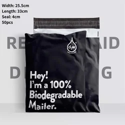 Eco-Friendly Compostable Shipping Bags, 50 Count Biodegradable Mailers with Sustainable Packaging Envelopes Supplies (Black25.5x33cm 50pcs)