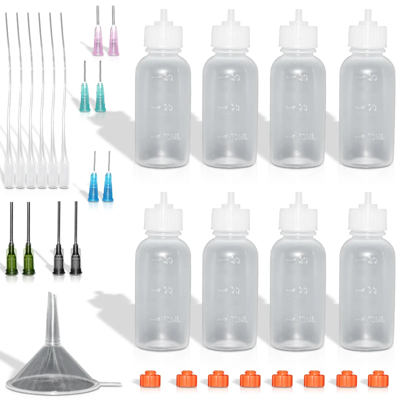 Plastic Squeezable Dropper Bottles with Needle Tips 30ml Fine Tip Glue Applicators Set For Paint Stains Oils Ink Use Crafts