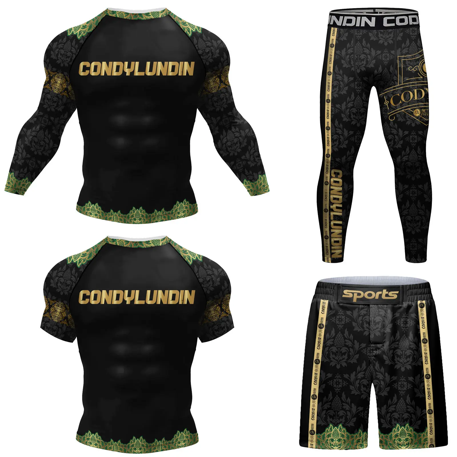 Sport Boxing Sets Men 3d Print Bjj Rashguard Mma Compression Shirt +Pant Muay Thai Shorts Rash Guard Grappling Sportswear Suit