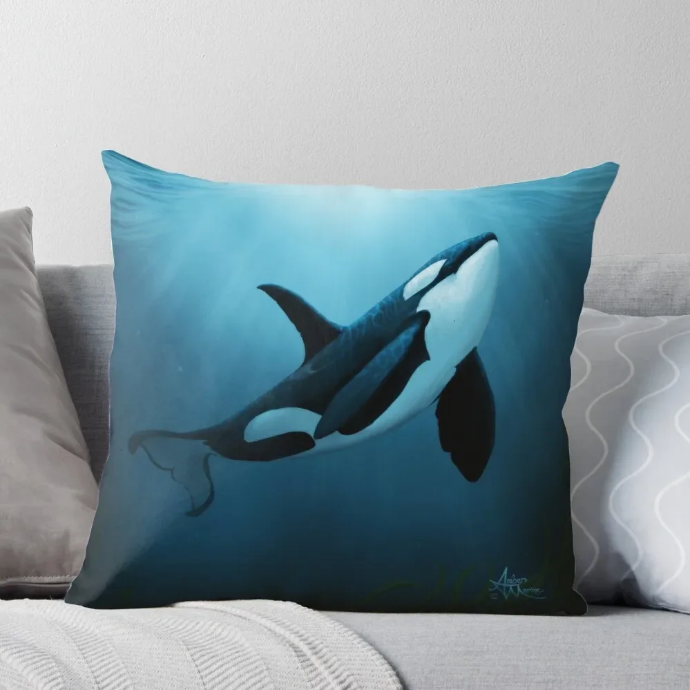 

The Dreamer by Amber Marine ~ (Copyright 2015) orca art / killer whale digital painting Throw Pillow Cusions Cover Pillow Decor