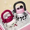 800ML Cute Water Bottle with Decoration, Dual Straws Design, Anti-Lipstick Stain, Detachable Travel Strap, Suitable for Girls 2