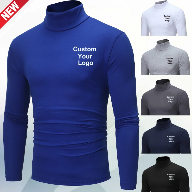 MenFashionCustomYourLogoOutdoorCasualHighCollarLongSleevedT
