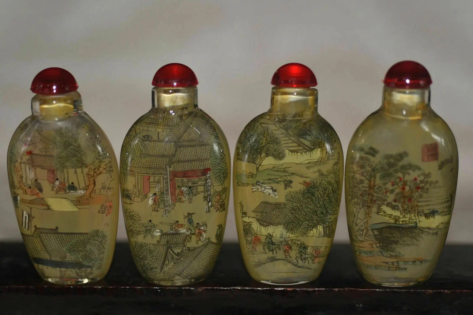 Китайская народная Живопись Внутри, 4 шт., карта Qingming Shanghe, стеклянная бутылка для табака