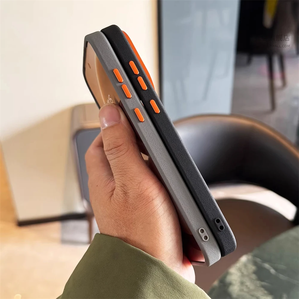 Luxury Magnetic PU Leather Cloth Texture Bumper Case with Wireless Charging Cover