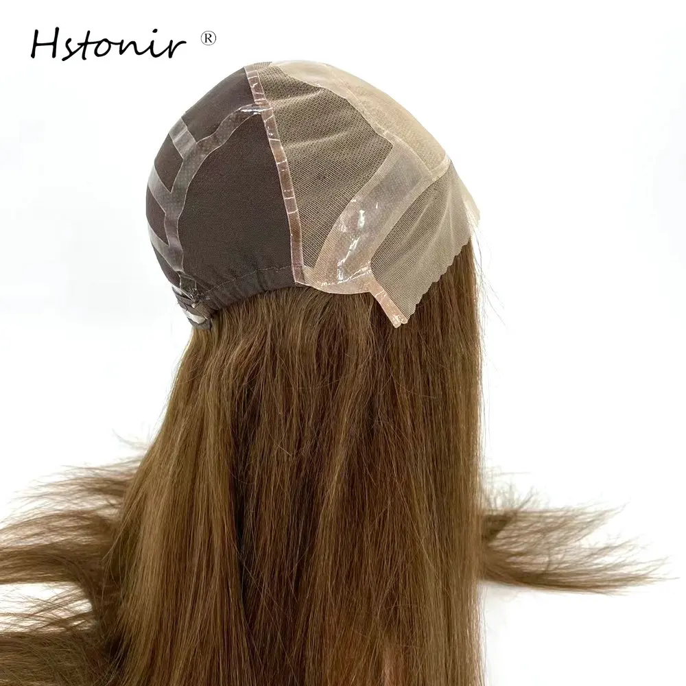 

Hstonir Natural Hair Wig 100% Medical Silicon Lace Front Silk Top European Remy Hair Wig In Stock Blond Ombre G043
