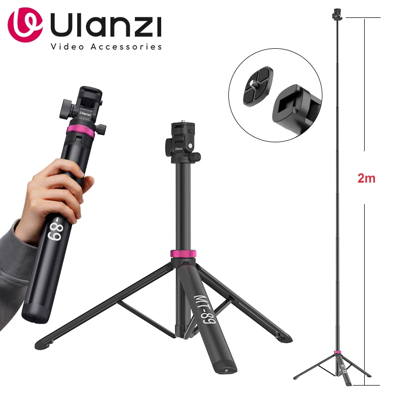 UlanziMT-89supportdelumièreextensible2MtrépiedenaluminiumréglablePortableavecvis1/4"supportdechaussurefroidepourprisedevuedelumièrevidéo-AliExpress44