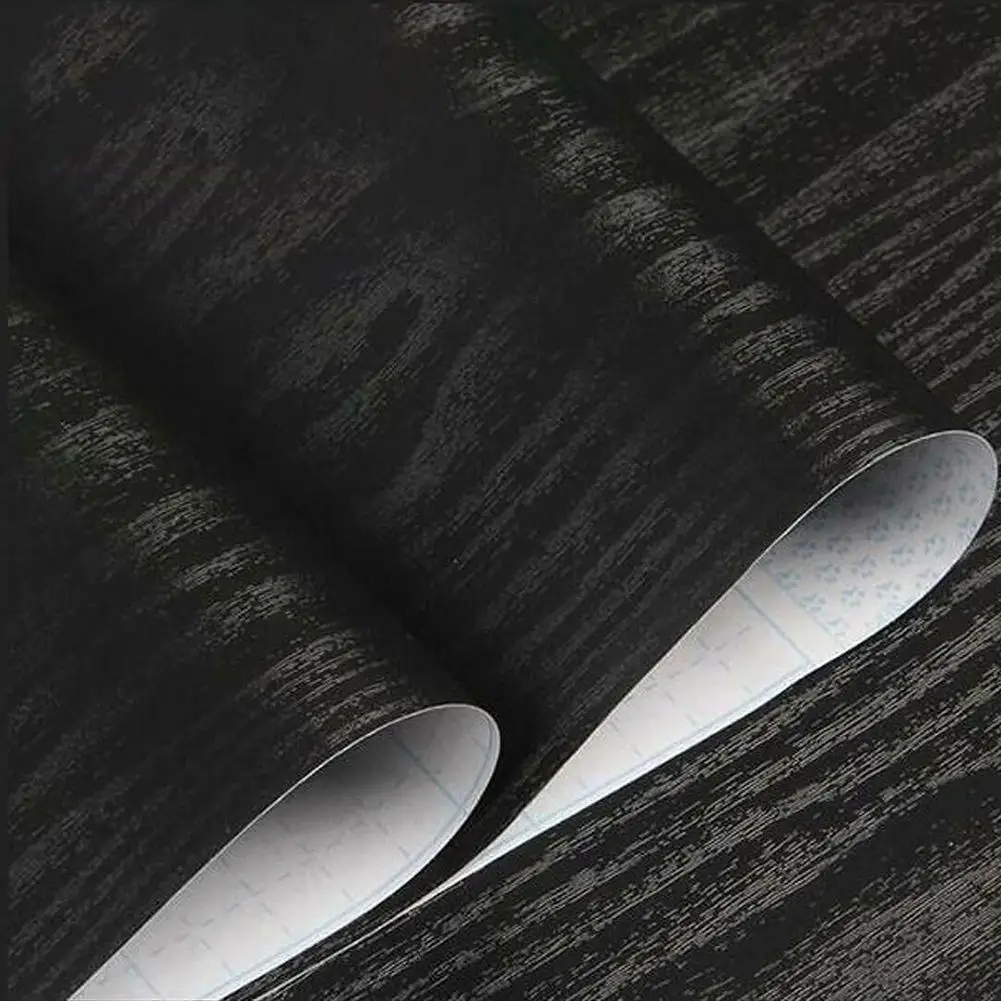 Black Wood Grain Self-Adhesive Wallpaper Waterproof Wall Stickers Furniture Kitchen Cabinet Decoration Renovation wall stickers kitchen wallpaper self adhesive wallpaper peel and stick paper