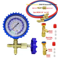 Kit de service de manomètre de réfrigérant de climatiseur pour R12/R22/R134/R502 avec tuyau adaptateur avec adaptateur 1