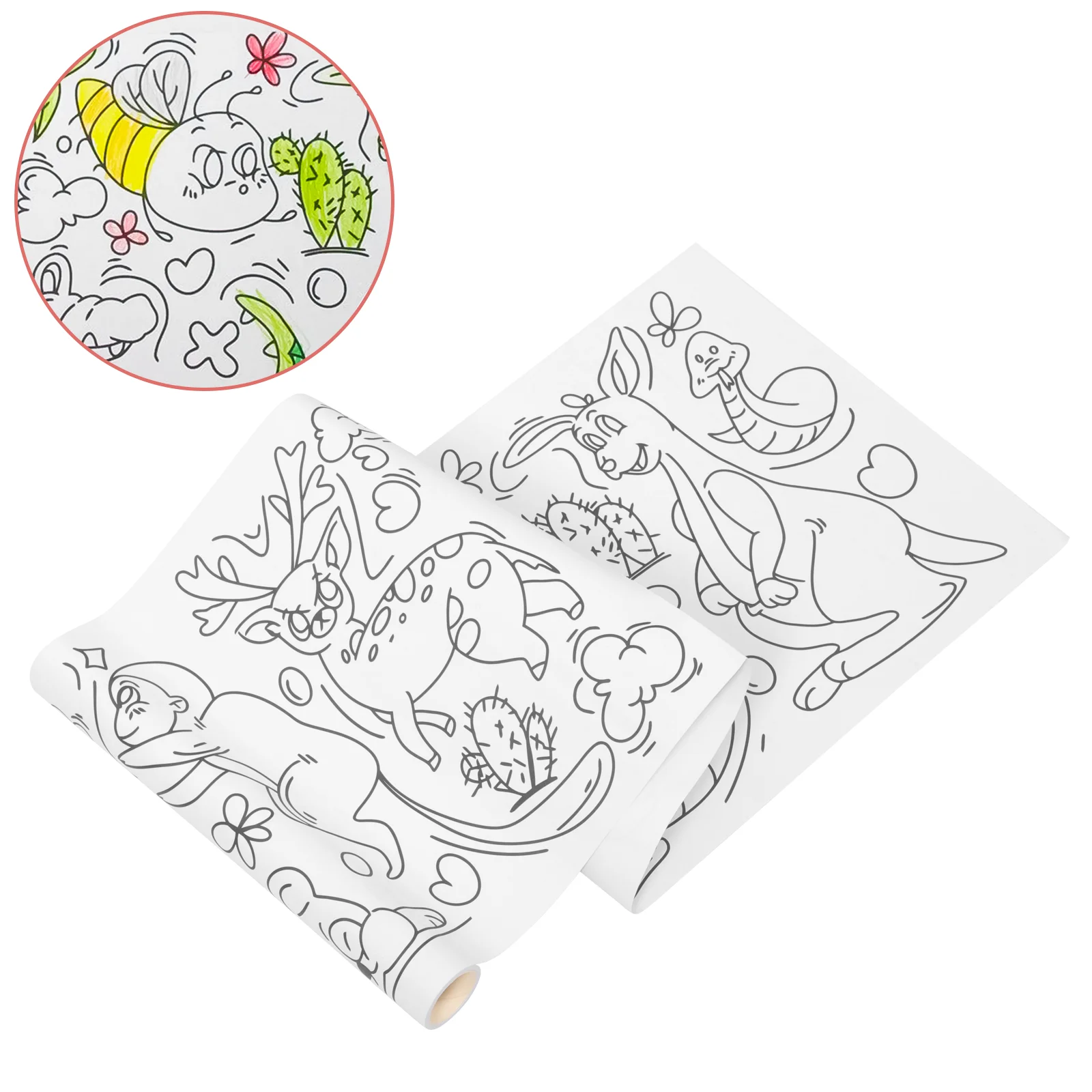 

Graffiti Scroll Decorative Coloring Poster Children Paper Drawing for Practical Kids DIY Painting Sticky Wall Animals
