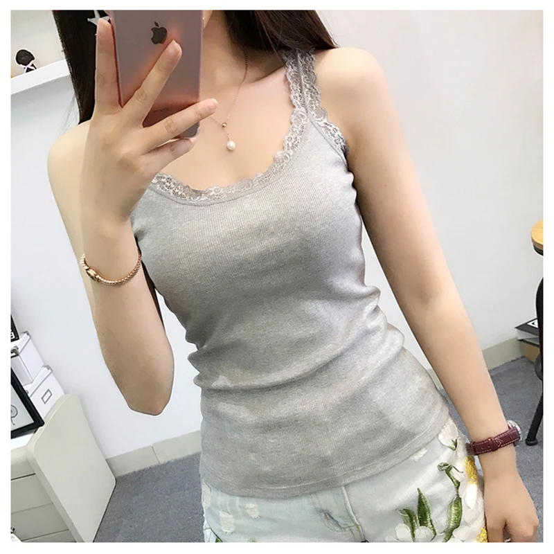 รูปสินค้า เสื้อแขนกุดสีดำ ชุดชั้นในลูกไม้ แฟชั่นฤดูร้อน