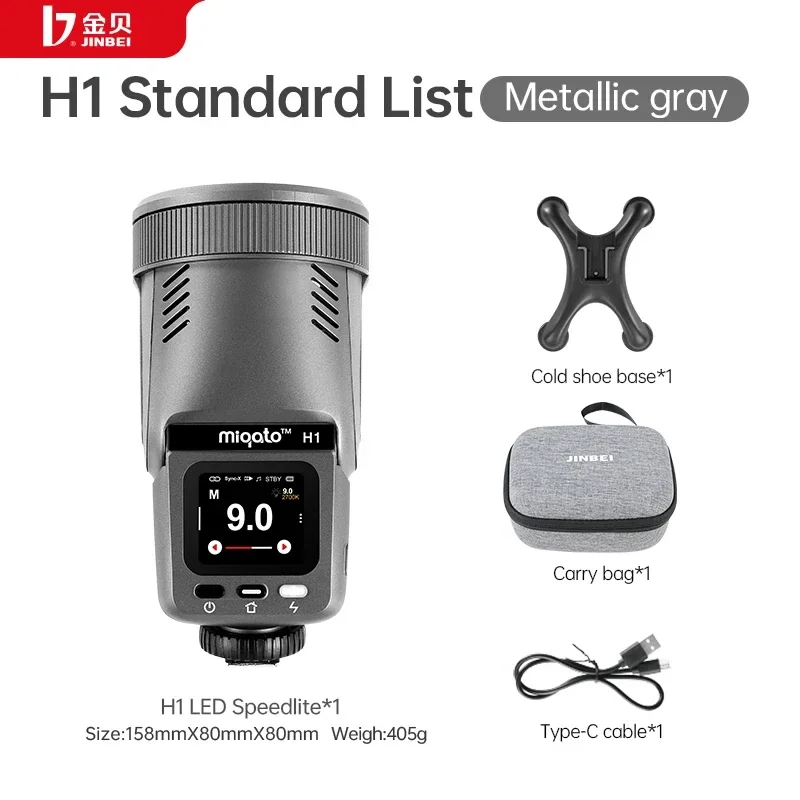 [z412]JINBEI H1 LEDスピードライト JINBEI H1 Round Head LED Speedlite HSS TTL Camera Flash 12W