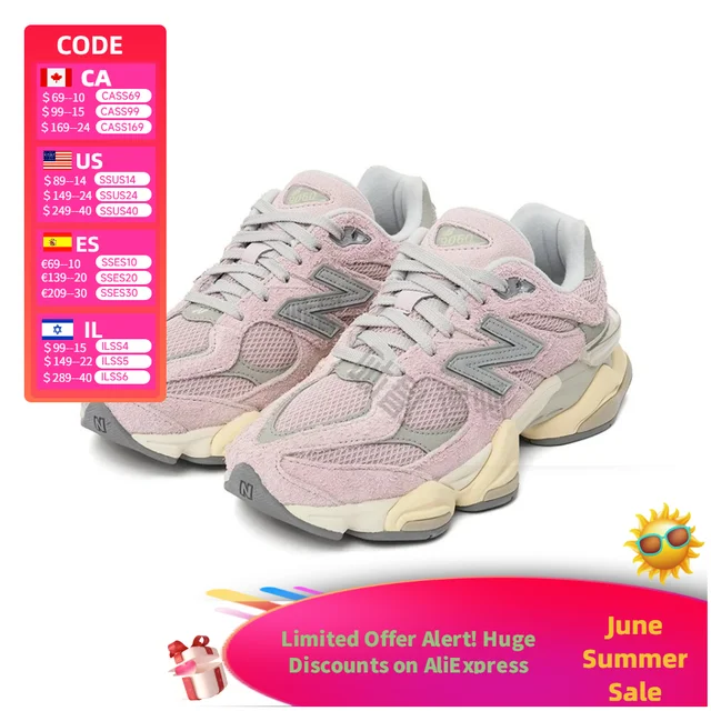 New Balance NB 9060 : baskets basses décontractées respirantes, confortables et polyvalentes en rose et gris U9060HSP 1