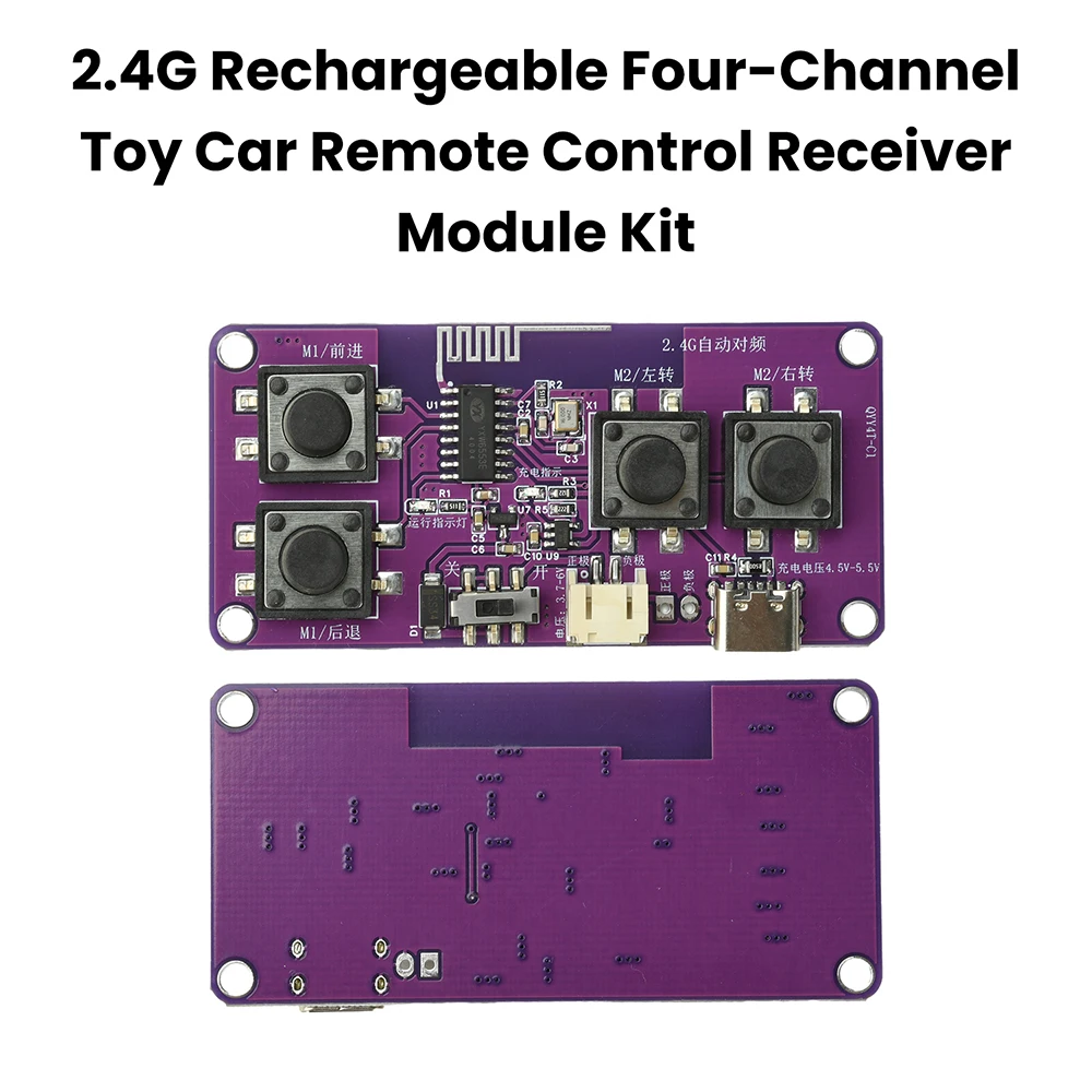 Modulo Ricevitore Telecomando Ricaricabile 2.4G a 4 Canali per Auto Giocattolo, Supporta Type-C per Controllo Remoto Wireless di Navi e Robot - immagine 2