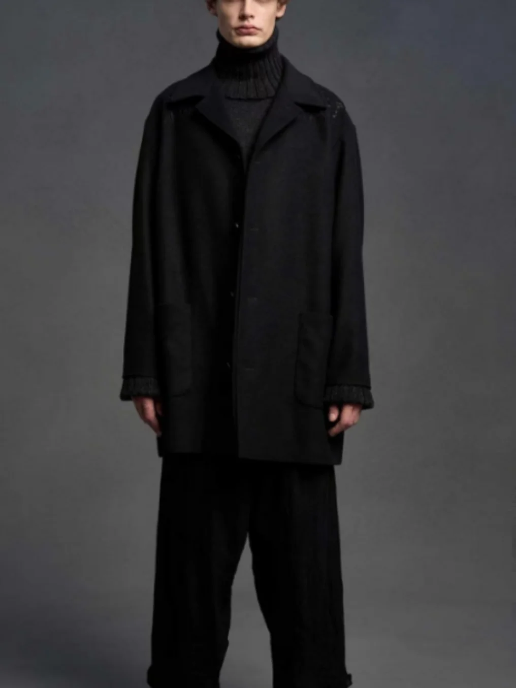 YAMAMOTO-Style Coat HighQuality Dark Style Wool Coat Autumn/Winter Personality Heavy Industry Trench