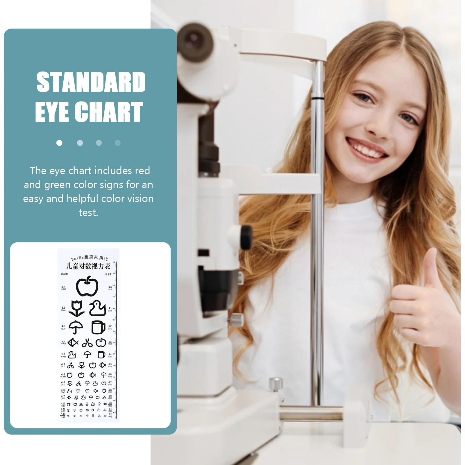 Chart Eye Vision Visual Exam Kids Snellen Color Test Distancetesting Charts Poster Occluder Acuity Wall Pocket Set Kindergarten