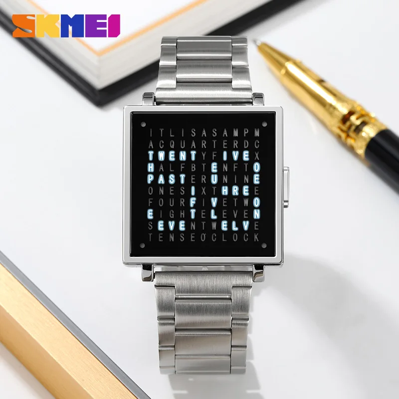 SKMEI 2312 Luxury LED Display Watch for Men Waterproof Sports Stainless Steel Date Wristwatches Mens Reloj De Hombre Clock