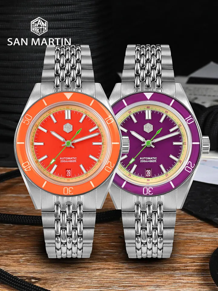 San Martin, orologio subacqueo da 38 mm, stile vintage, 6200, in vetro zaffiro, NH35A YN55A, orologio meccanico automatico da uomo (colore 2) (SN004 V2), Colore 2, Subacqueo, Meccanico San Martin, orologio subacqueo da 38 mm, stile vintage, 6200, in vetro zaffiro, NH35A YN55A, orologio meccanico automatico da uomo (colore 2) (SN004 V2), Colore 2, Subacqueo, Meccanico