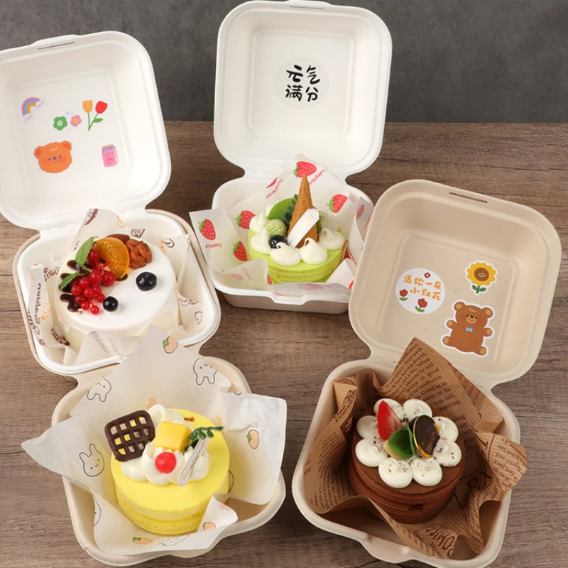 

4-inch Dim Sum Packing Box Environmentally Friendly and Degradable Paper Food Box Natural Restaurant Takeout Bento Box