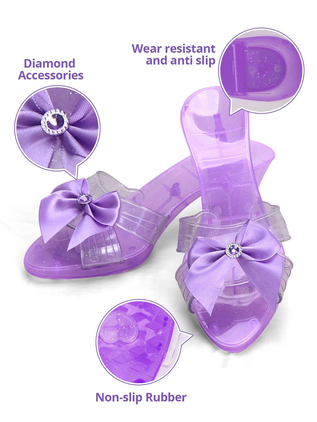 Princess Play Home Dress Up Set, Princess chiffon skirt, handbag, high heels, unicorn headband accessory set, 4PCS 4