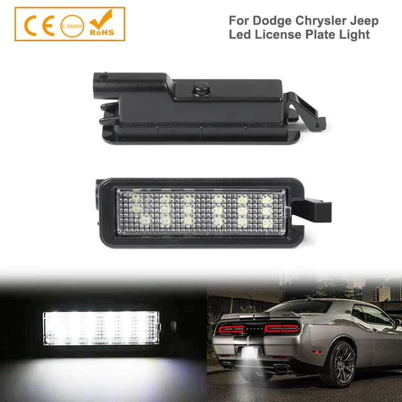 

LED License Plate Tag Light Lamp for Dodge Charger Challenger 2015 2016 2017 2018 2019 2020 2021 2022 for 2017-up Jeep Compass