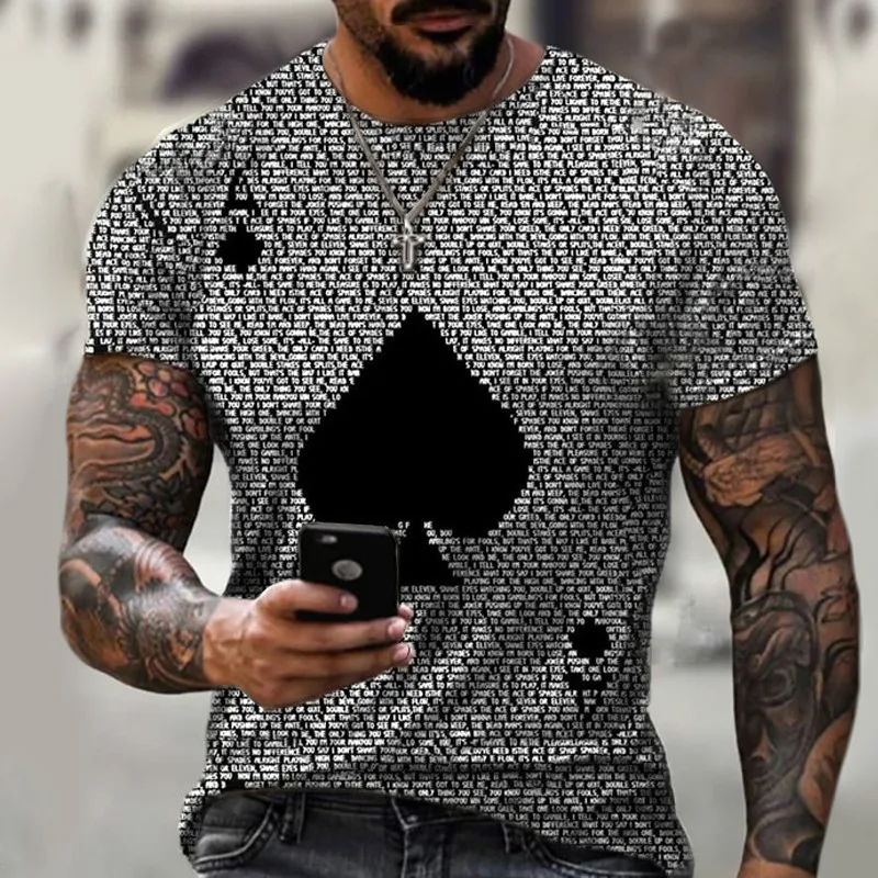 

2023 Summer Street Fashion Graffiti Men's Spades Couple 3D Creative Characters Casual Shirt Plus Size Short Sleeve T-shirt Tops