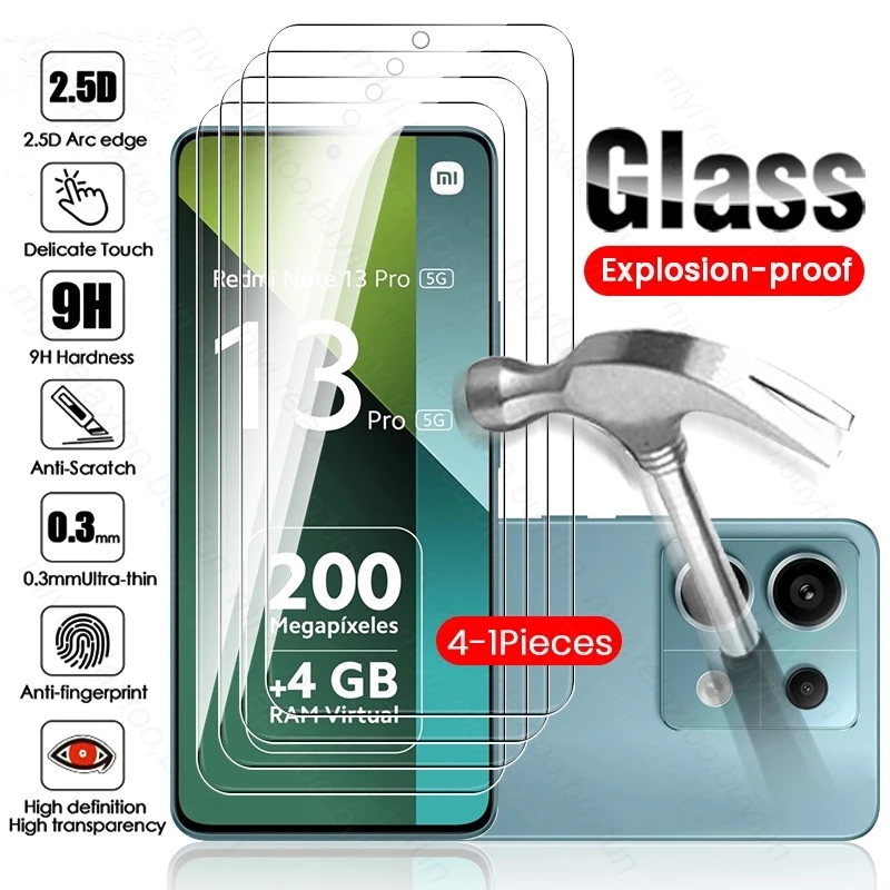 Premium 4-in-1 Tempered Glass Case with Screen Protector and HD Film