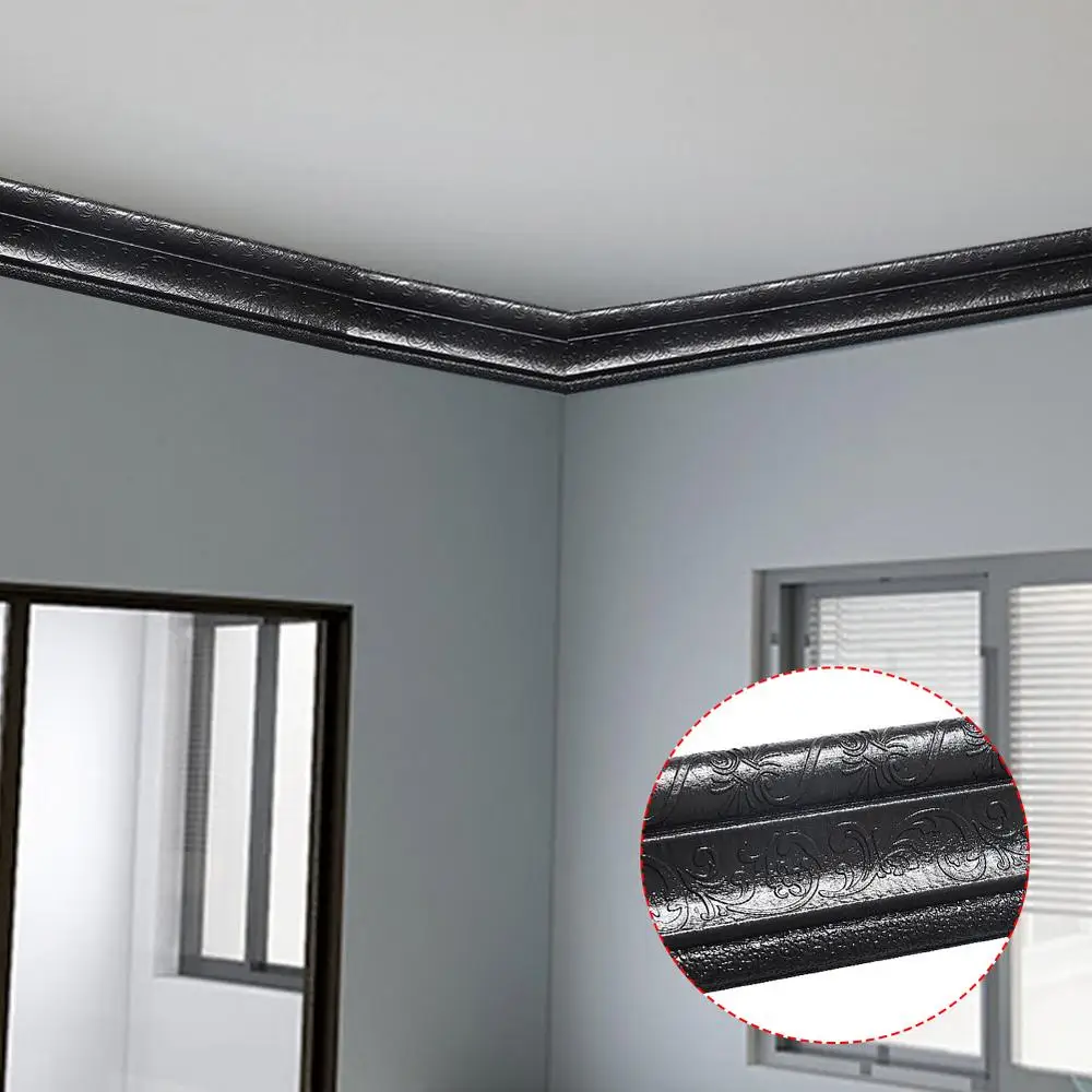 Description Picture 6 of item3D Wall Trim Line Skirting Border Self Adhesive Waterproof Baseboard Wallpaper Wall Sticker Living Room Ceiling Home Decor