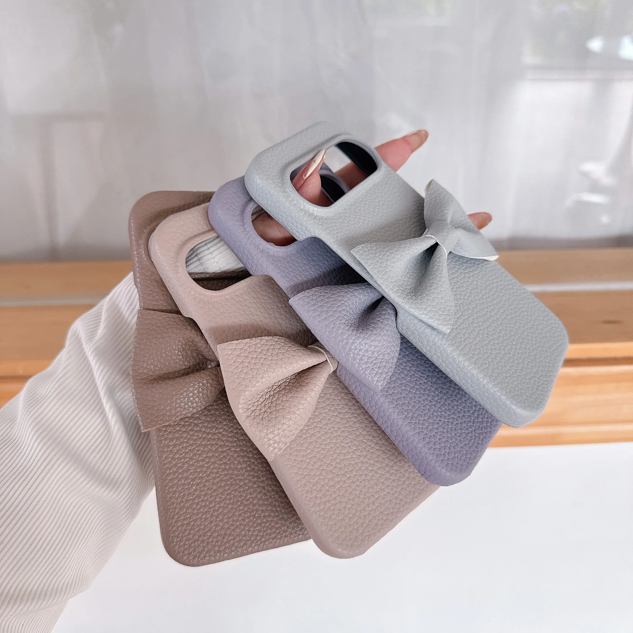 Elegant Fashion Leather Bow Stand Case Cover