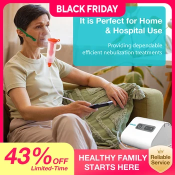 High-Efficiency Medical Nebulizer for Adults & Kids Ultra Quiet 3 Adjustable Gears Home & Hospital Use Safe & Powerful Reliable