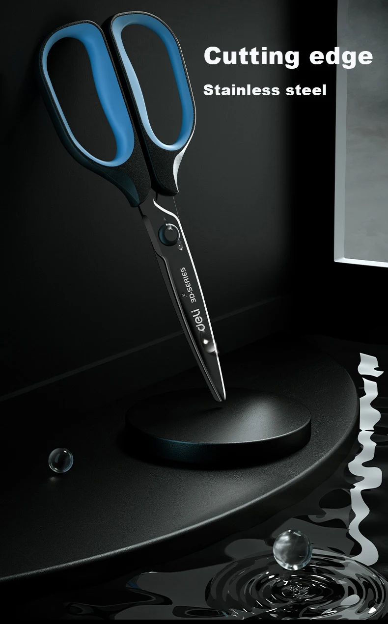 Deli Edelstahl-Schere, 3D-gebogenes Messer, schwarze Klinge, Heimbüro, Handarbeit, Antihaft-Schere, Schere, Schule, Schreibwaren – Detail 6