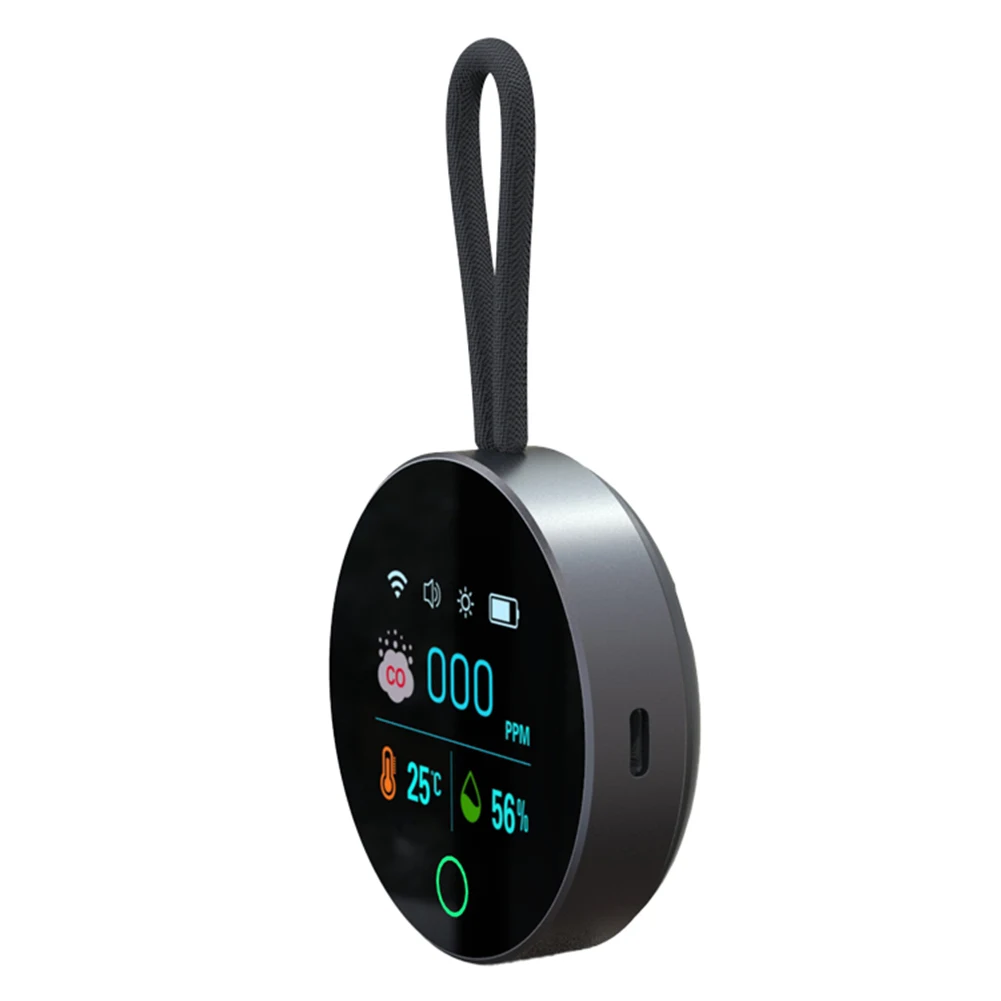 3 In 1 Carbon Monoxide Detector with Magnetic Suction CO Air Quality Monitor 1000mAh CO Temperature Humidity Detector for Travel