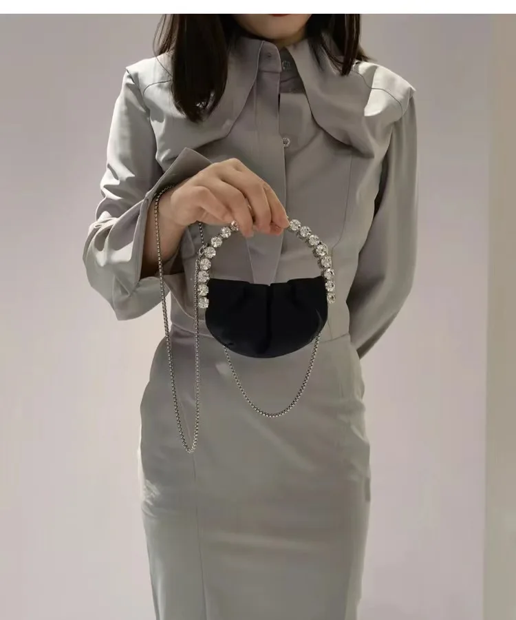 New Trend Rhinestone Purse Luxury Designer Handbags Shiny Crystal Purses and Handbag Luxury Designer Rhinestones Clutch Purse B