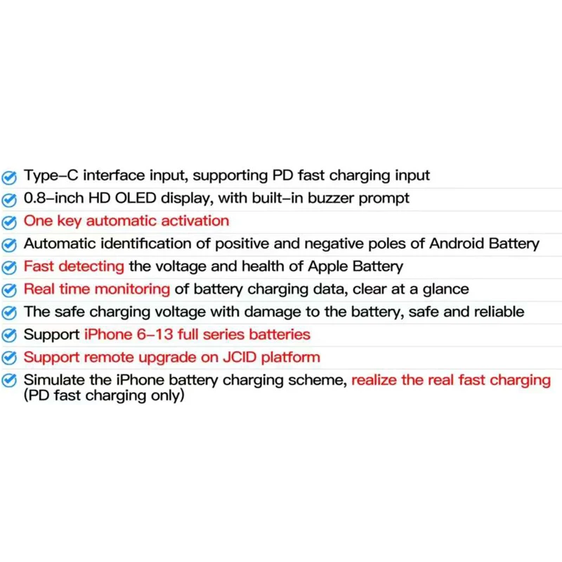 JCID JC BT01 Battery Charger iPhone X 11 12 13Pro Max Anzor
