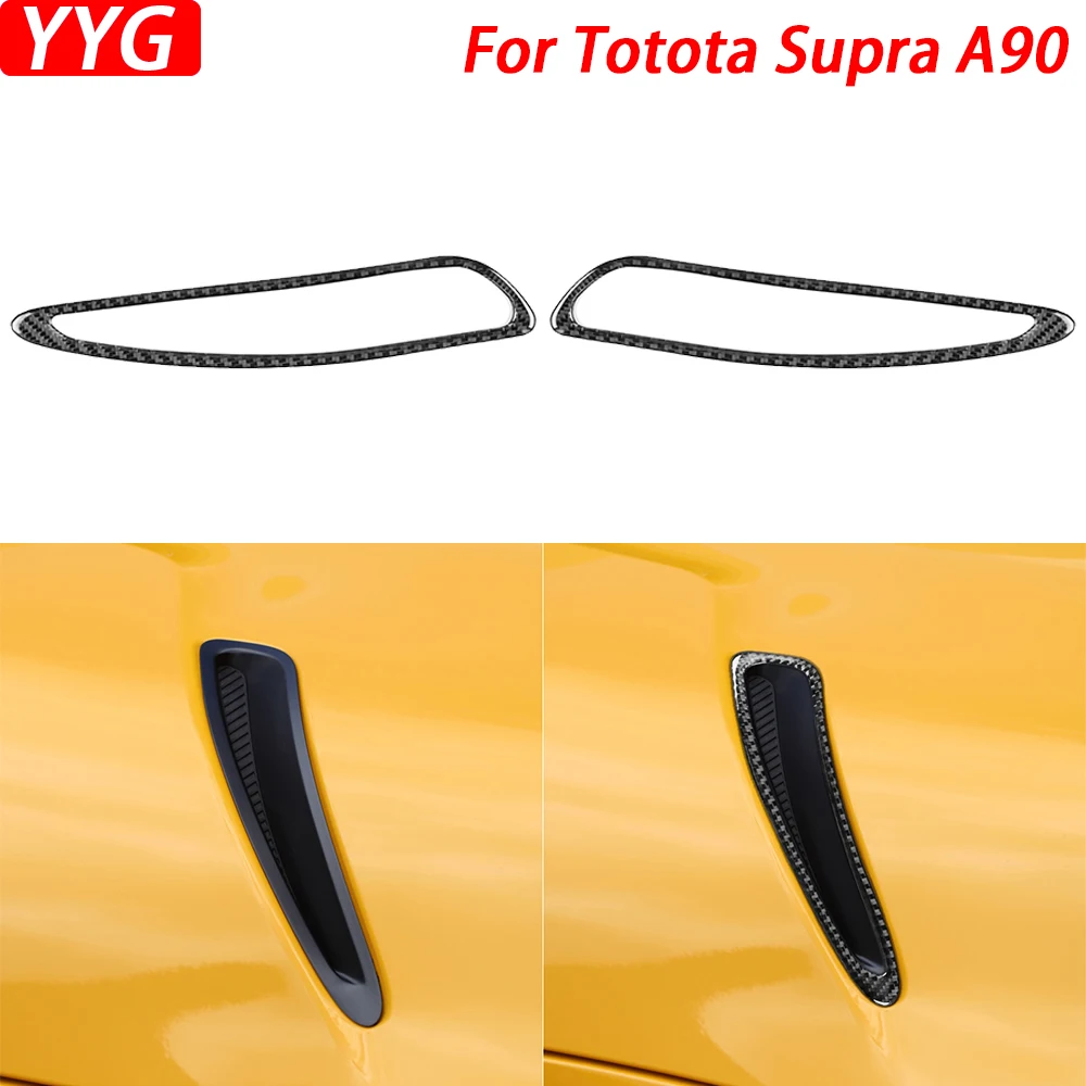 

For Toyota Supra A90 2019-2022 Real Carbon Fiber Hood Air Outlet Decorative Strip Car Styling Decoration Accessories Sticker