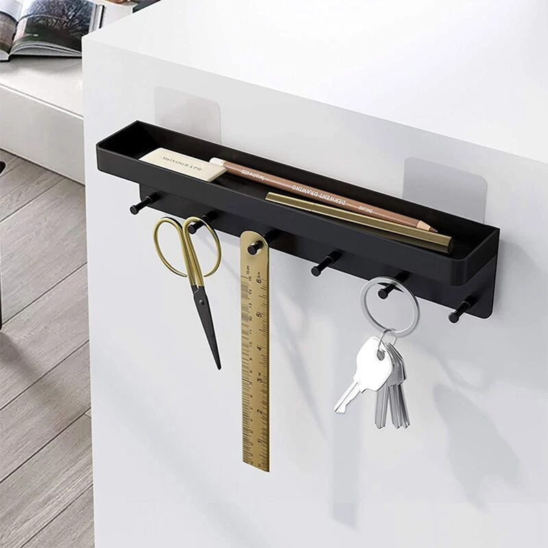 

Wall-Mounted Shelf Sundries Organizer Hanging Storage Key Rack Stand Home Decorative Storing Hanger Key Towel Holder Key Board