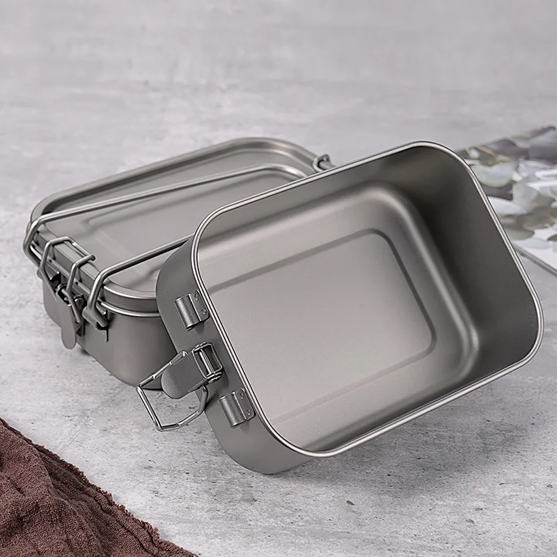 Titanium Mess Tin 800/1200ml Anti-scalding Handle Outdoor Lunch Box Metal  Lunch Containers for Kids Adults Tableware Cookware - AliExpress