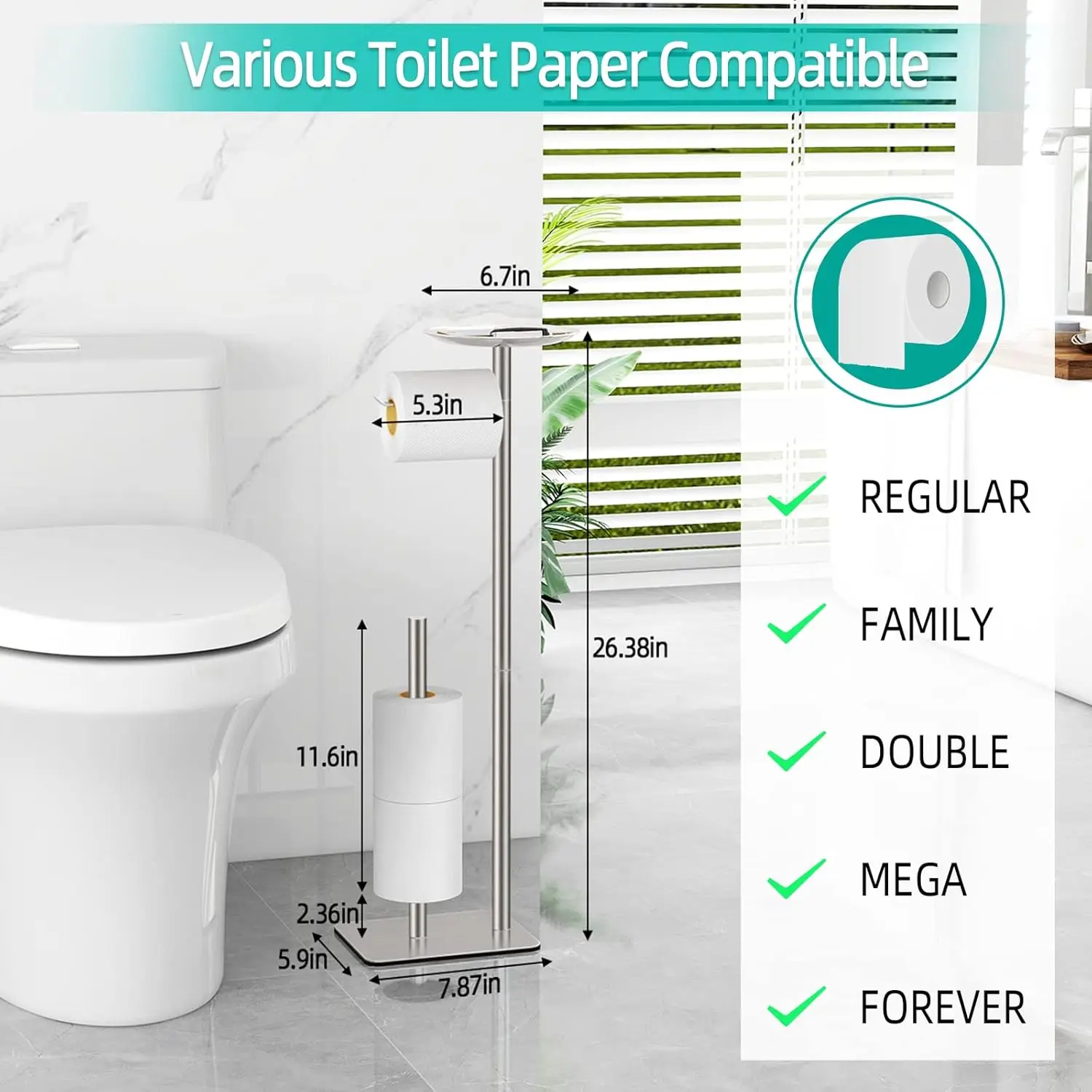 Chrome Standing Toilet Paper Holder - Bodugi chrome standing toilet paper holder