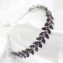  Green Rhinestones Wedding Hair Accessories for Women and Girls Headband Bride Headdress Guest Head Jewelry Ceremony Tiaras 