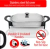 16-Inch Electric Skillet - Rectangular Stainless Steel Pan with Handles and Lid Cover 3