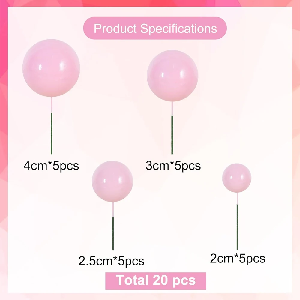Pink and Purple Glitter Balloon Cake Topper Set - 20 Pieces