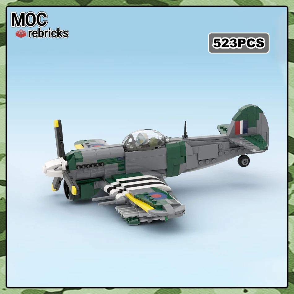 

MOC-154562 WW2 военный боец Hawker Typhoon, бомбардировщик, строительный блок, бриллиантовая игрушка, детские подарки