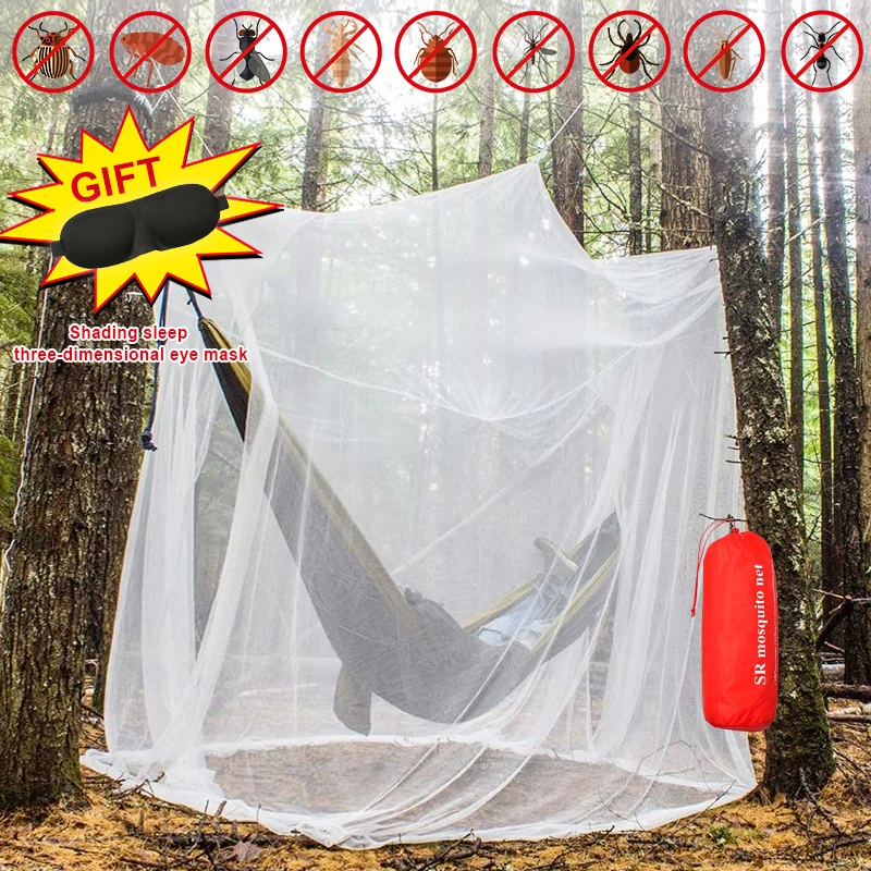 Camping Mosquito Net Outdoor Indoor Large Insect Tent Travel Fishing  Repellent Tent 4 Corner Post Canopy Curtain Bed Hanging Bed